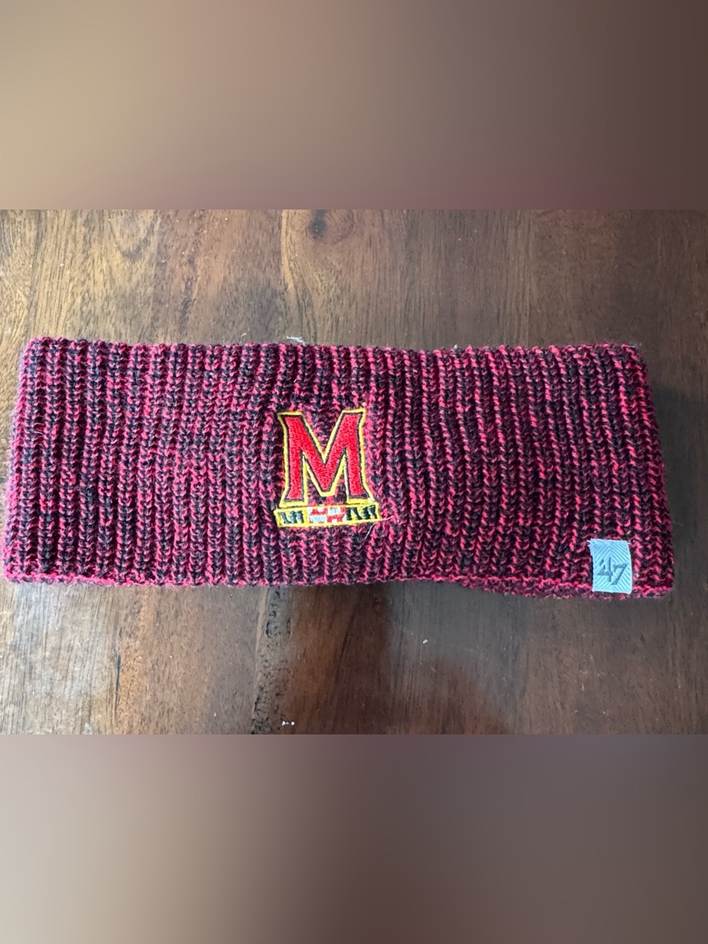 47  Brand Maroon and Black Maryland M Knit Headband